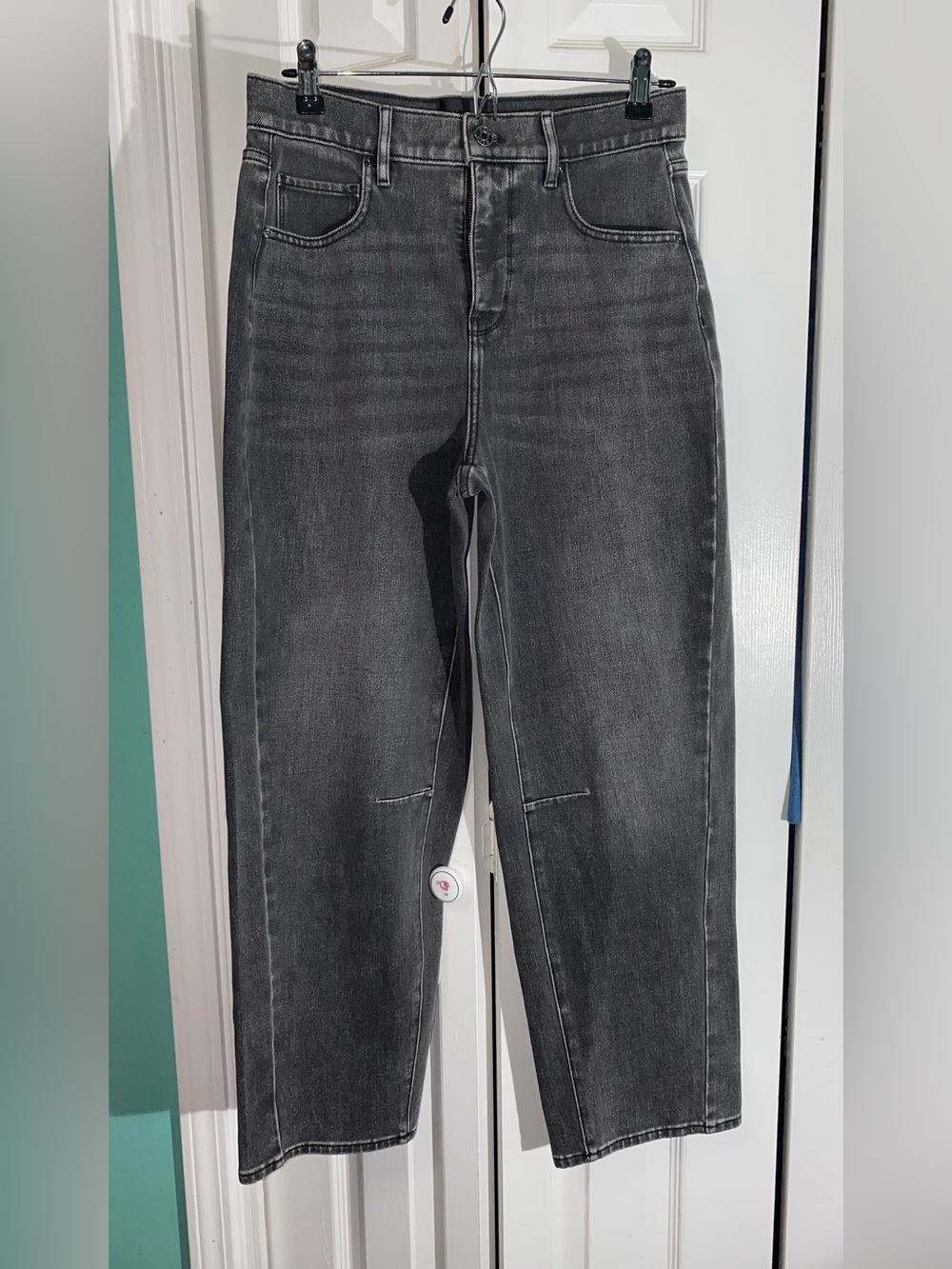 WHITE HOUSE BLACK MARKET High Rise Barrel Jean Women's Size 4L NWT Charcoal AA21